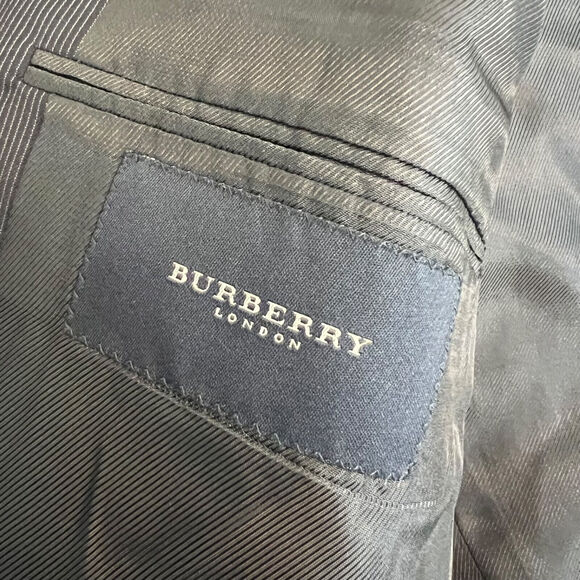 VTG Burberry Sport Coat Mens 46R Blue Striped Wool Blazer Union Made USA Career - Picture 9 of 14